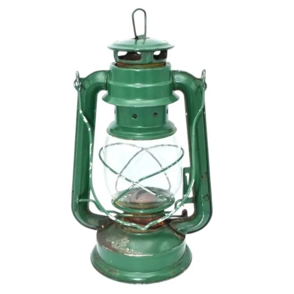 Vintage Small Kerosene Oil Lamp Green Railroad Lantern